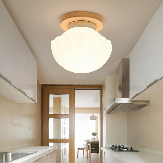 White Glass Led Flush Mount Lighting With Nordic Design Shaded Entryway Ceiling Light Fixture