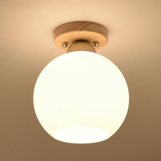 White Glass Led Flush Mount Lighting With Nordic Design Shaded Entryway Ceiling Light Fixture / C