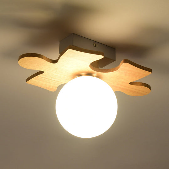 White Glass Led Flush Mount Lighting With Nordic Design – Shaded Entryway Ceiling Light Fixture / D