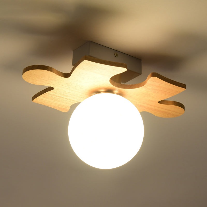 White Glass Led Flush Mount Lighting With Nordic Design Shaded Entryway Ceiling Light Fixture / D