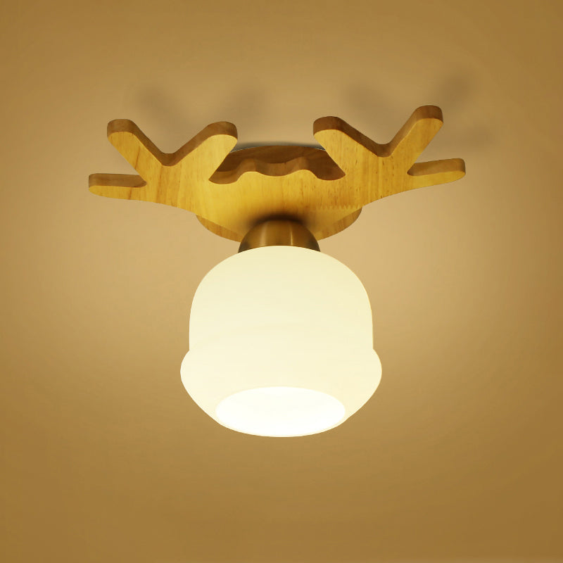 White Glass Led Flush Mount Lighting With Nordic Design – Shaded Entryway Ceiling Light Fixture / E