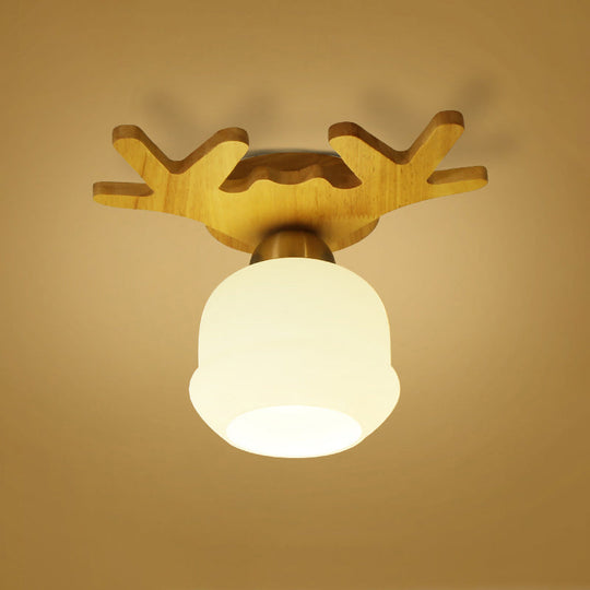 White Glass Led Flush Mount Lighting With Nordic Design Shaded Entryway Ceiling Light Fixture / E