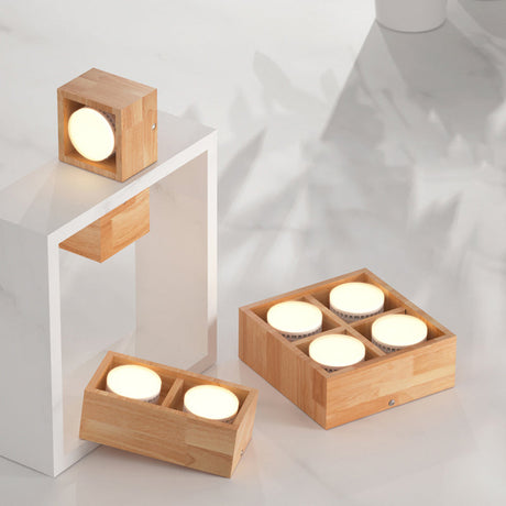 Contemporary Wood Flush Mount Ceiling Light With Led For Corridors
