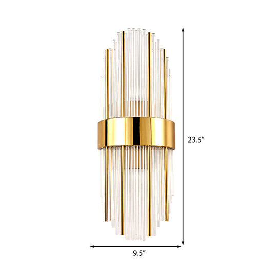 Contemporary Brass Wall Mounted Living Room Light With Clear Crystal Shade