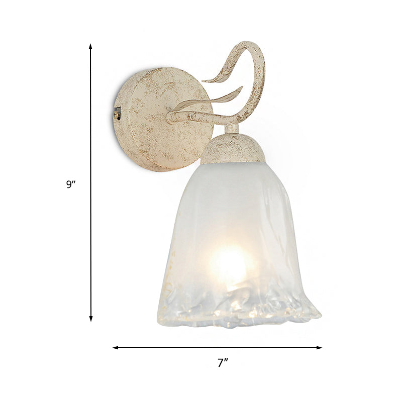 Vintage Floral Wall Sconce With Frosted Glass Shade - Elegant Single Bulb Light Fixture