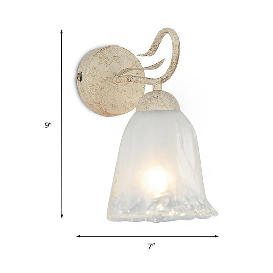 Vintage Floral Wall Sconce With Frosted Glass Shade - Elegant Single Bulb Light Fixture