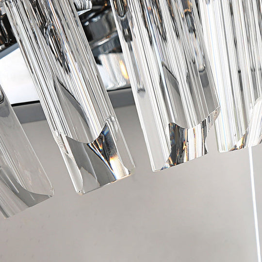 Contemporary Tapered Wall Mount Light With Clear Crystal For Corridors - Chrome Finish 2 Bulbs