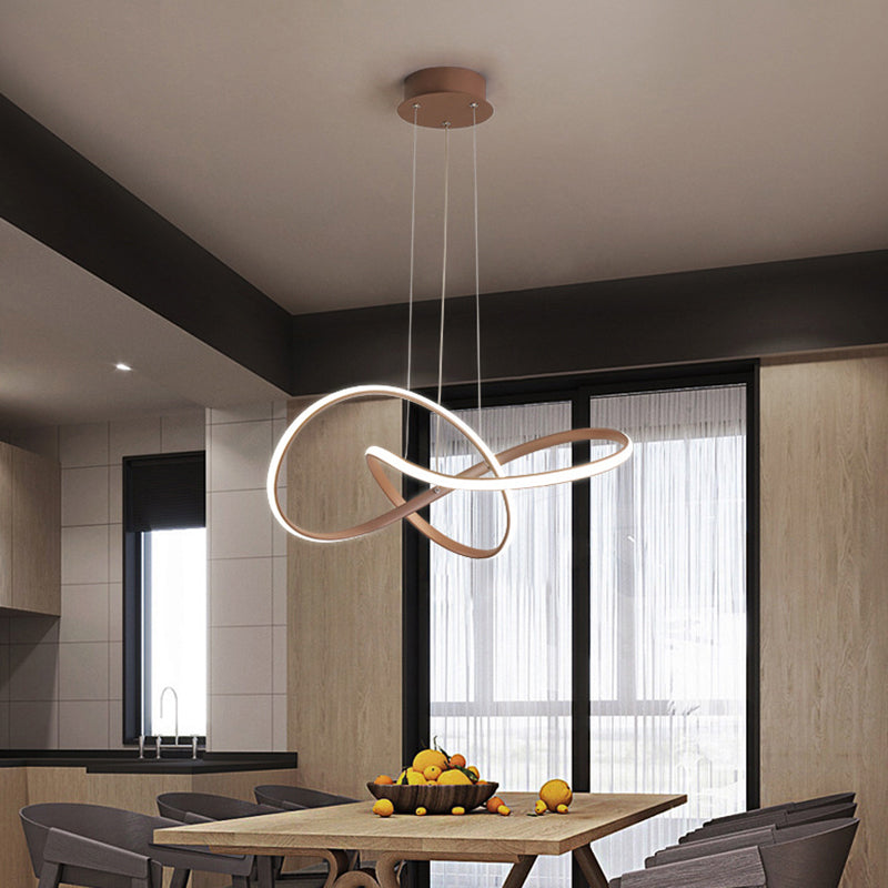 Modern Gold Metallic Led Chandelier Pendant Light For Restaurants - Sleek And Seamless Design