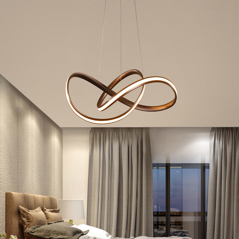 Modern Led Aluminum Pendant Light Fixture For Living Room With Twisting Design Coffee / 19.5’ Warm