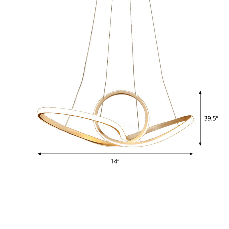 Twist Led Nordic Style Gold Chandelier For Living Room - Acrylic Suspension Light