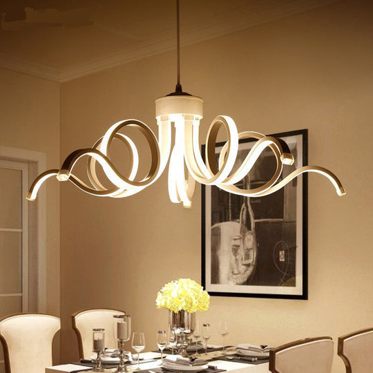Contemporary Led Petal Ceiling Light - Acrylic Restaurant Chandelier