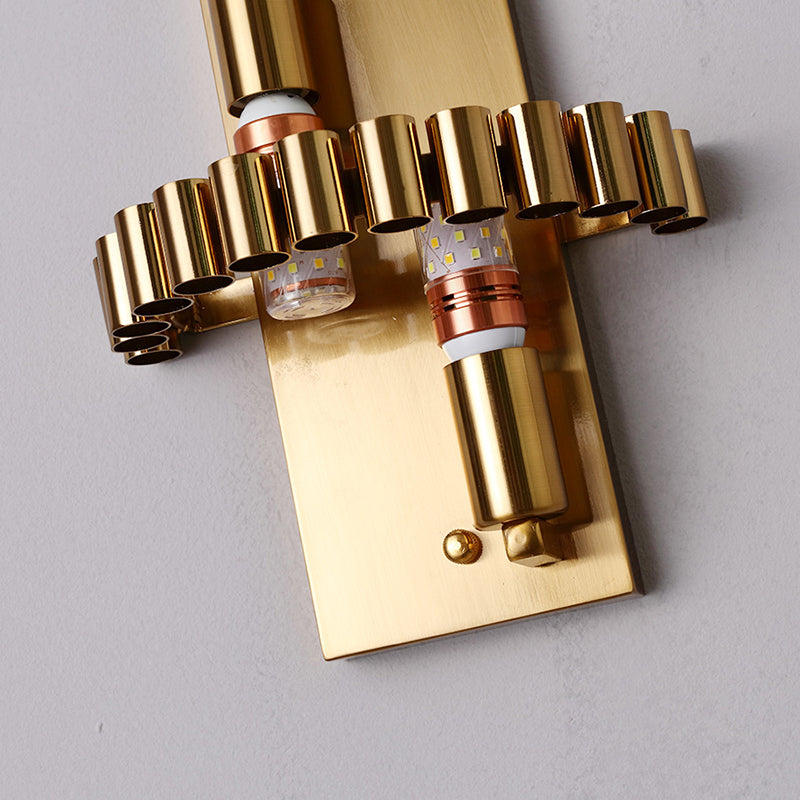 Modern Clear Crystal Wall Sconce - Stylish 2 Light Gold Finish For Living Room