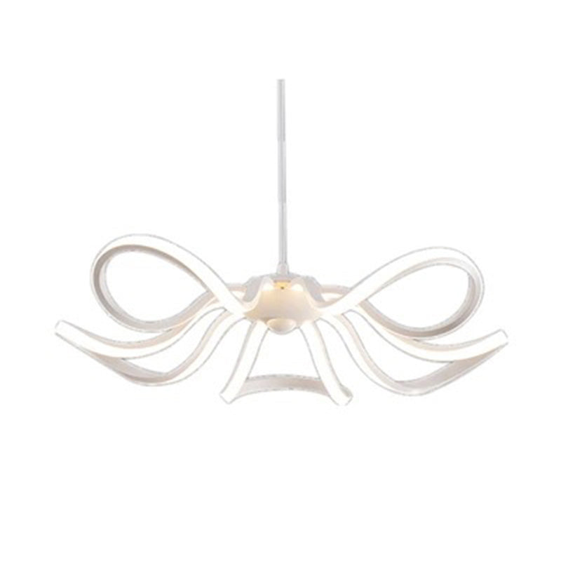 Minimalist Led Pendant Light In White For Restaurants - Flower Chandelier Design