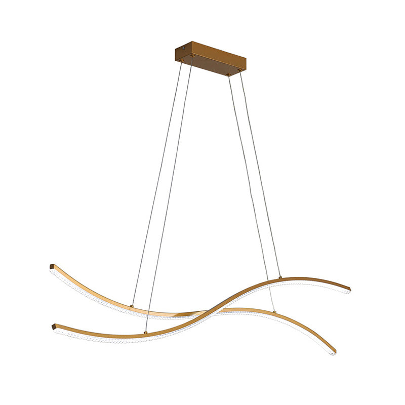 Gold Metallic Led Hanging Light - Minimalist Island Ceiling For Restaurants