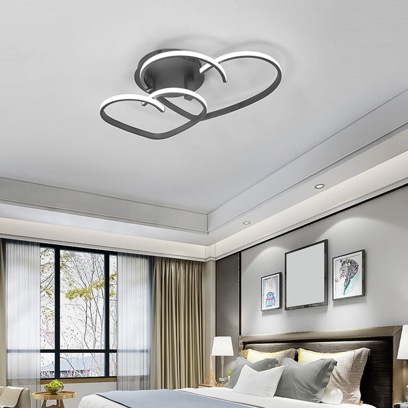 Contemporary Flush Mount Led Ceiling Light For Living Room - Acrylic Heart Design Black / 21.5’ Warm