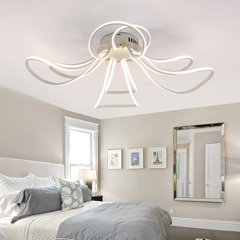 Modern Led Flush Mount Lighting In White For Petal Living Room / 31.5’