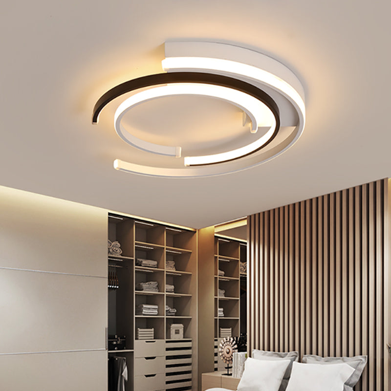 Black And White Led Circular Flush Mount For Modern Acrylic Bedroom Lighting Black - White / 16’