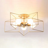 5-Bulb Iron Star Semi Flush Mount Ceiling Light For Simple Living Room Decor