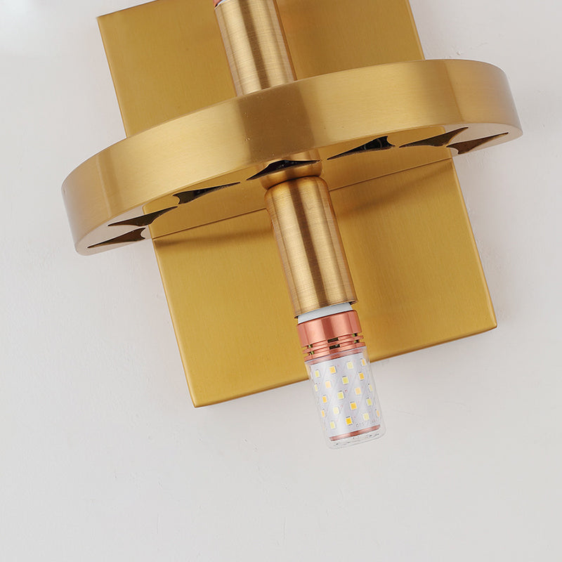 Modernist Clear Crystal Prism Wall Sconce With 2 Lights - Brass Finish