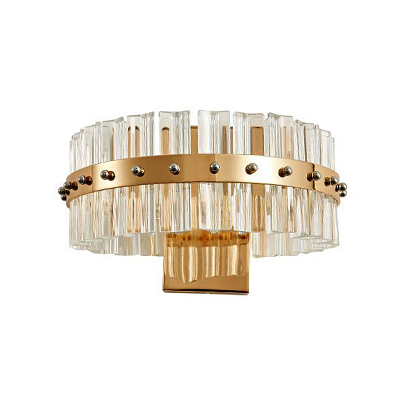 Clear Crystal Led Wall Lamp - Contemporary Style Gold Finish For Bedroom Lighting
