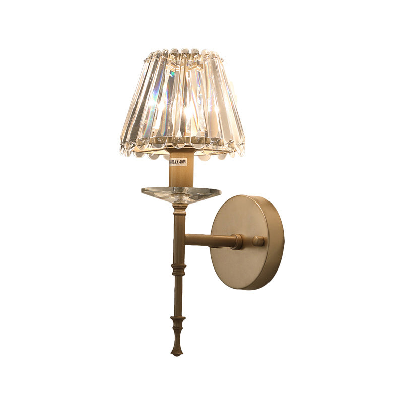 Modern Conical Crystal Wall Light With Gold Finish - Stylish Lighting Fixture For Living Room