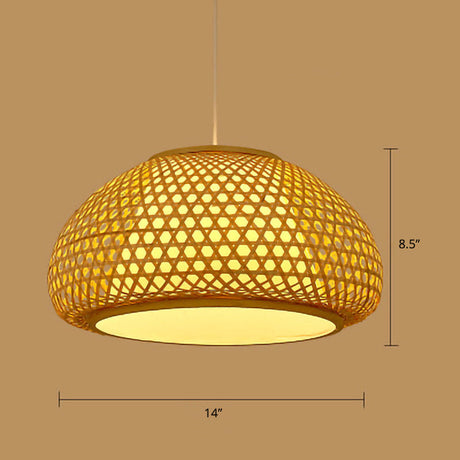 Sleek Handwoven Wood Suspension Light - Minimalist Rattan Pendant Ceiling Lamp