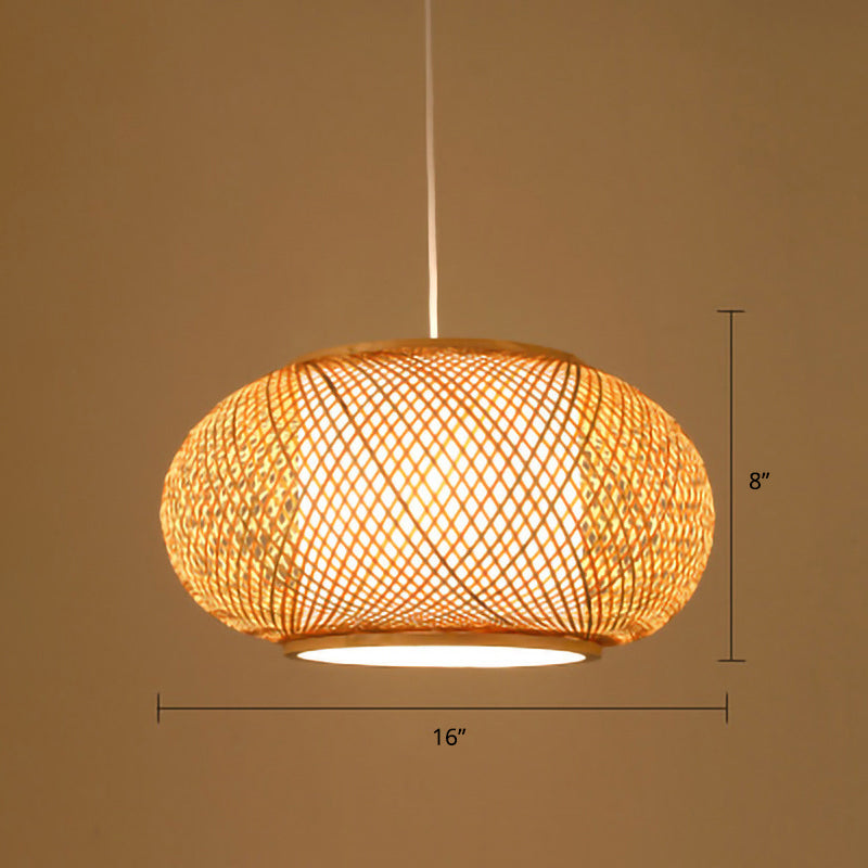 Minimalist Handwoven Rattan Pendant Ceiling Light - Wood Suspension Lighting