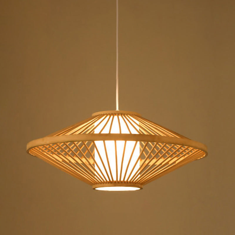 Minimalist Handwoven Rattan Pendant Ceiling Light - Wood Suspension Lighting / M
