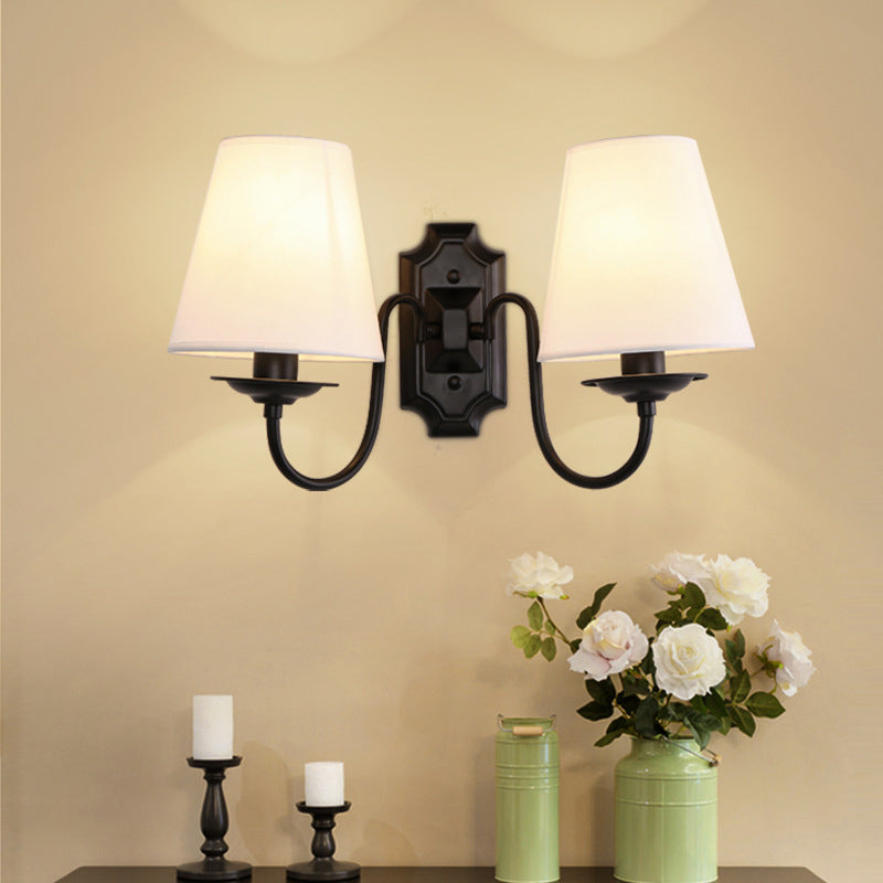 Vintage Bucket Shade Wall Light In Black - Perfect For Living Room Décor