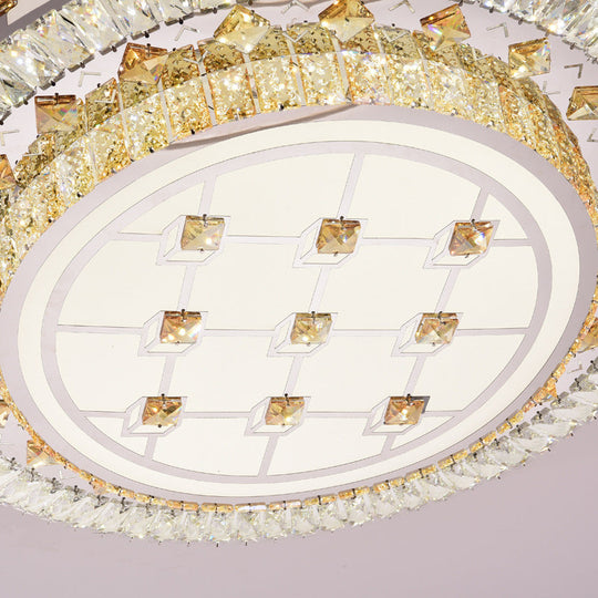 Modernist Led Chrome Crystal Flush Mount Ceiling Light For Living Room - 23.5’/31.5’ Diameter