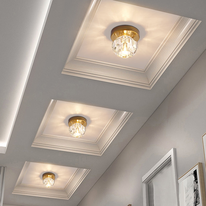 Bud-Shaped Led Crystal Flush Mount Ceiling Light - Modern Design For Corridors
