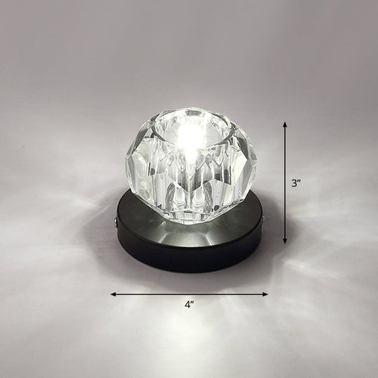 Bud-Shaped Led Crystal Flush Mount Ceiling Light - Modern Design For Corridors Black / White