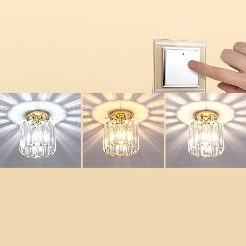Contemporary Geometric Crystal Prism Flush Mount Led Ceiling Light Fixture Gold / Third Gear Round