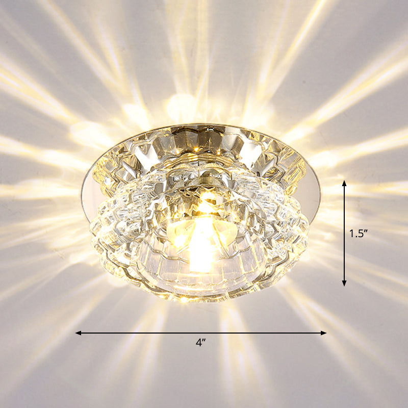 Modern Led Flush Ceiling Light Clear Crystal Floral Design For Entryway / Warm
