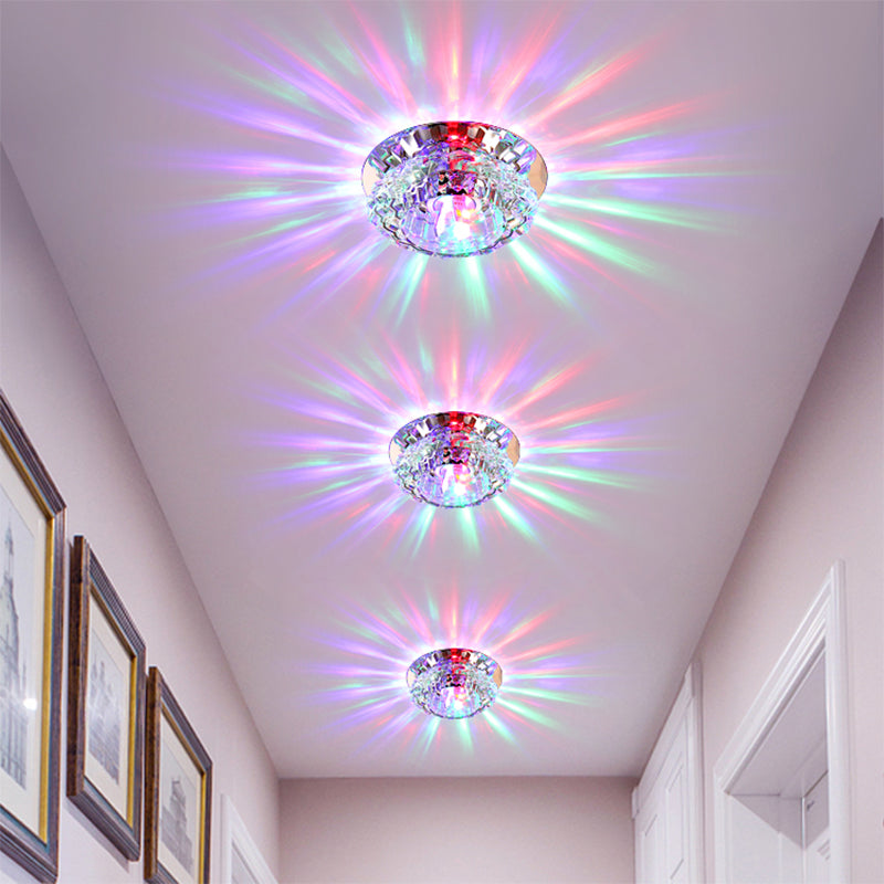 Modern Led Flush Ceiling Light Clear Crystal Floral Design For Entryway