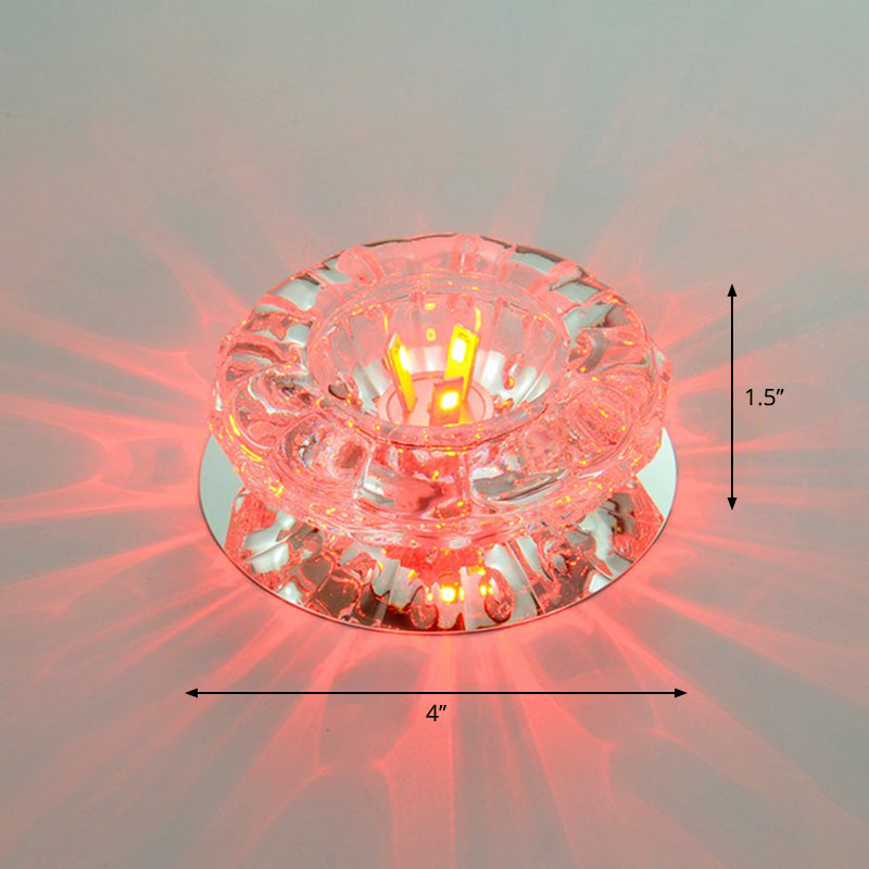 Minimalist Clear Led Flush Mount Fixture For Hallway - Floral Crystal Lighting / Red