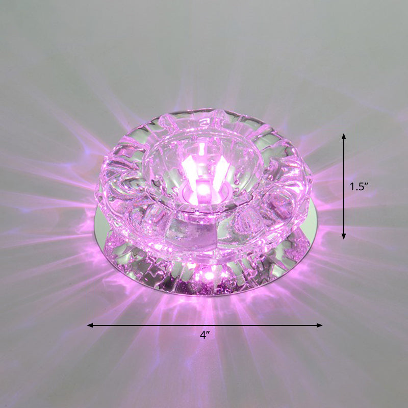 Minimalist Clear Led Flush Mount Fixture For Hallway - Floral Crystal Lighting / Purple