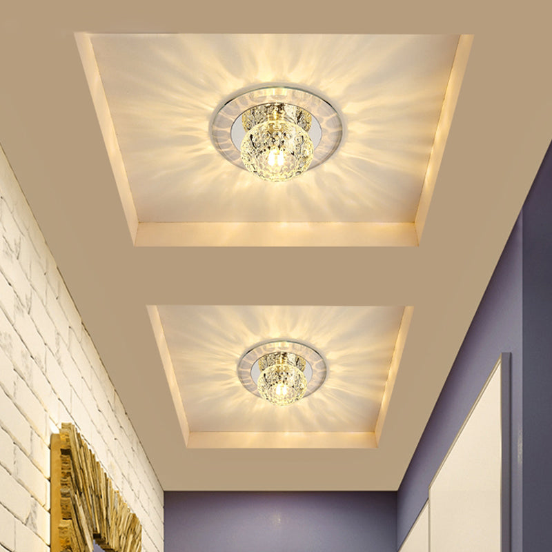 Led Crystal Corridor Ceiling Light - Modern Doughnut Flush Mount Design