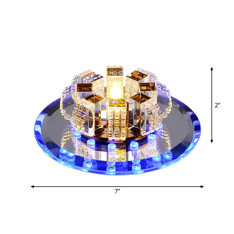 Modern Crystal Led Flush Mount Ceiling Light For Hallway With Flower - Like Design