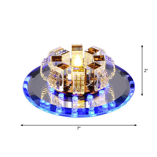 Modern Crystal Led Flush Mount Ceiling Light For Hallway With Flower - Like Design