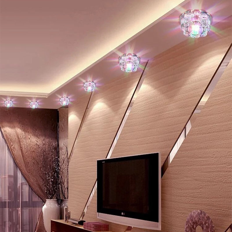 Contemporary Blossom Crystal Flush Ceiling Light - Clear Led Mount Fixture