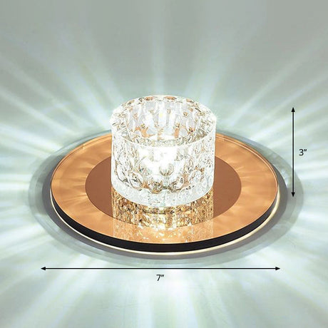 Sleek Crystal Cylinder Led Flush Mount Spotlight For Hallway Lighting Tan / White