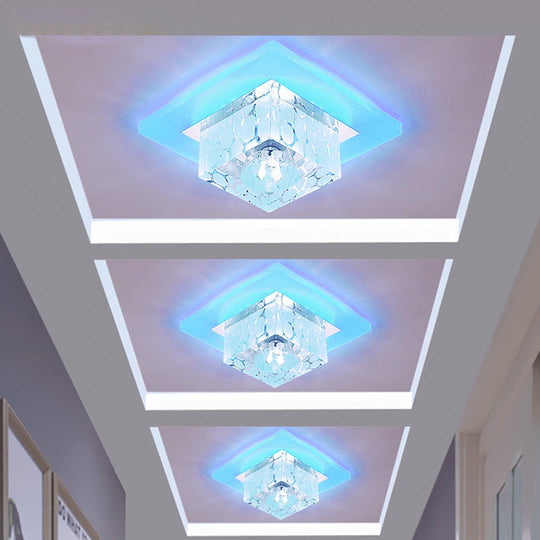Clear Crystal Led Flush Mount Ceiling Light For Hallways And Corridors