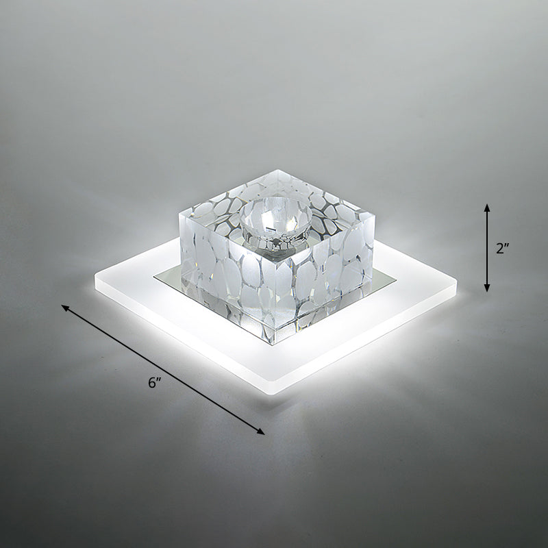 Clear Crystal Led Flush Mount Ceiling Light For Hallways And Corridors / 6’ White