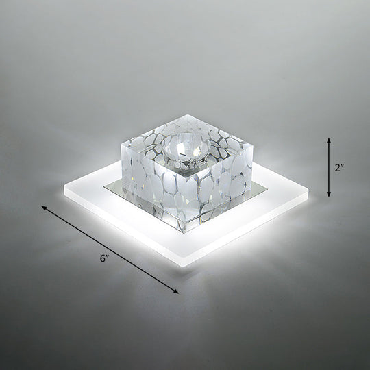Clear Crystal Led Flush Mount Ceiling Light For Hallways And Corridors / 6 White