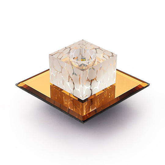 Modern Square Crystal Led Flush Light For Entryways