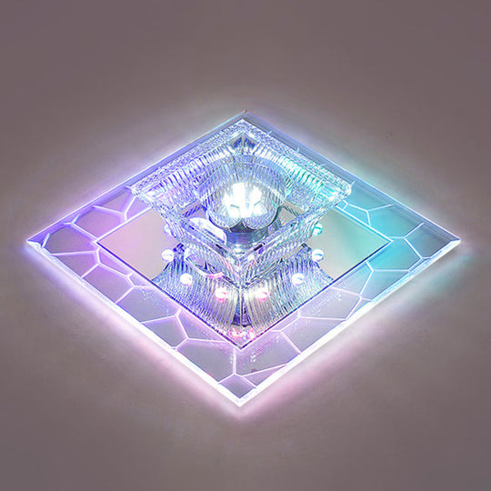 Contemporary Ribbed Crystal Clear Led Flush Mount Ceiling Light With Flared Design / Multi Color