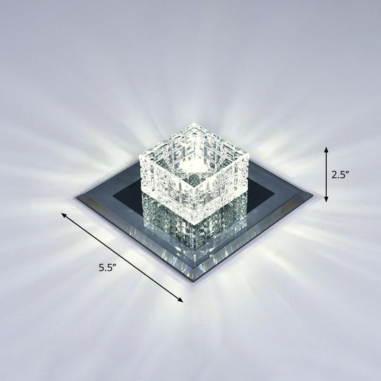 Modern Crystal Led Ceiling Light With Square Shade For Corridors Black / 5.5 White