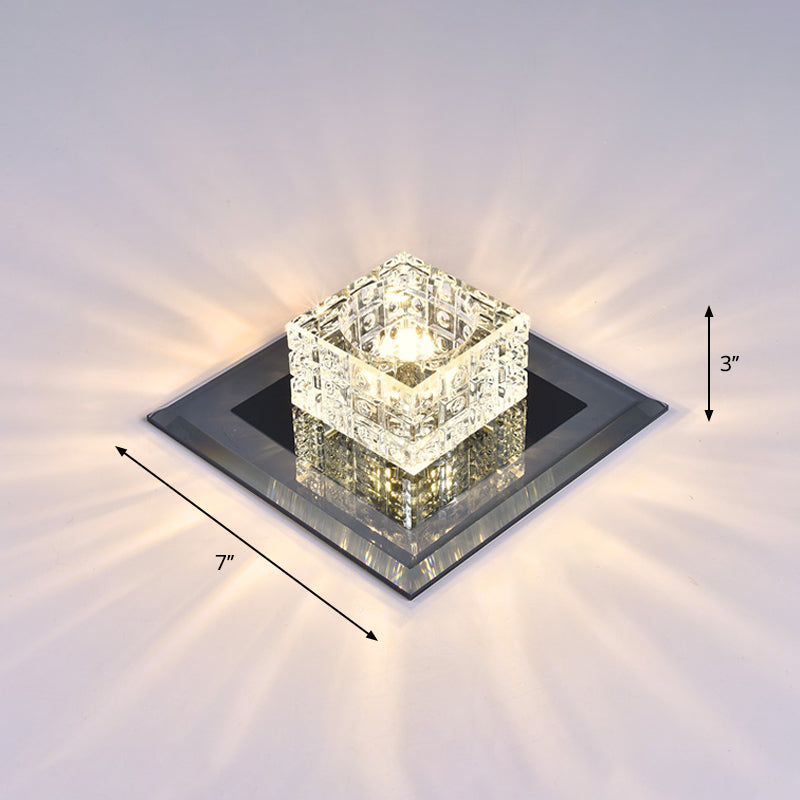 Modern Crystal Led Ceiling Light With Square Shade For Corridors Black / 7 Warm