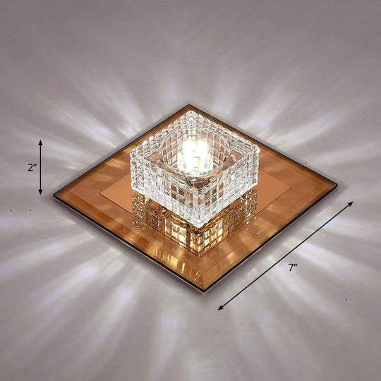 Clear Crystal Passage Led Flush Mount Ceiling Light - Simple & Sleek Design Tan / White